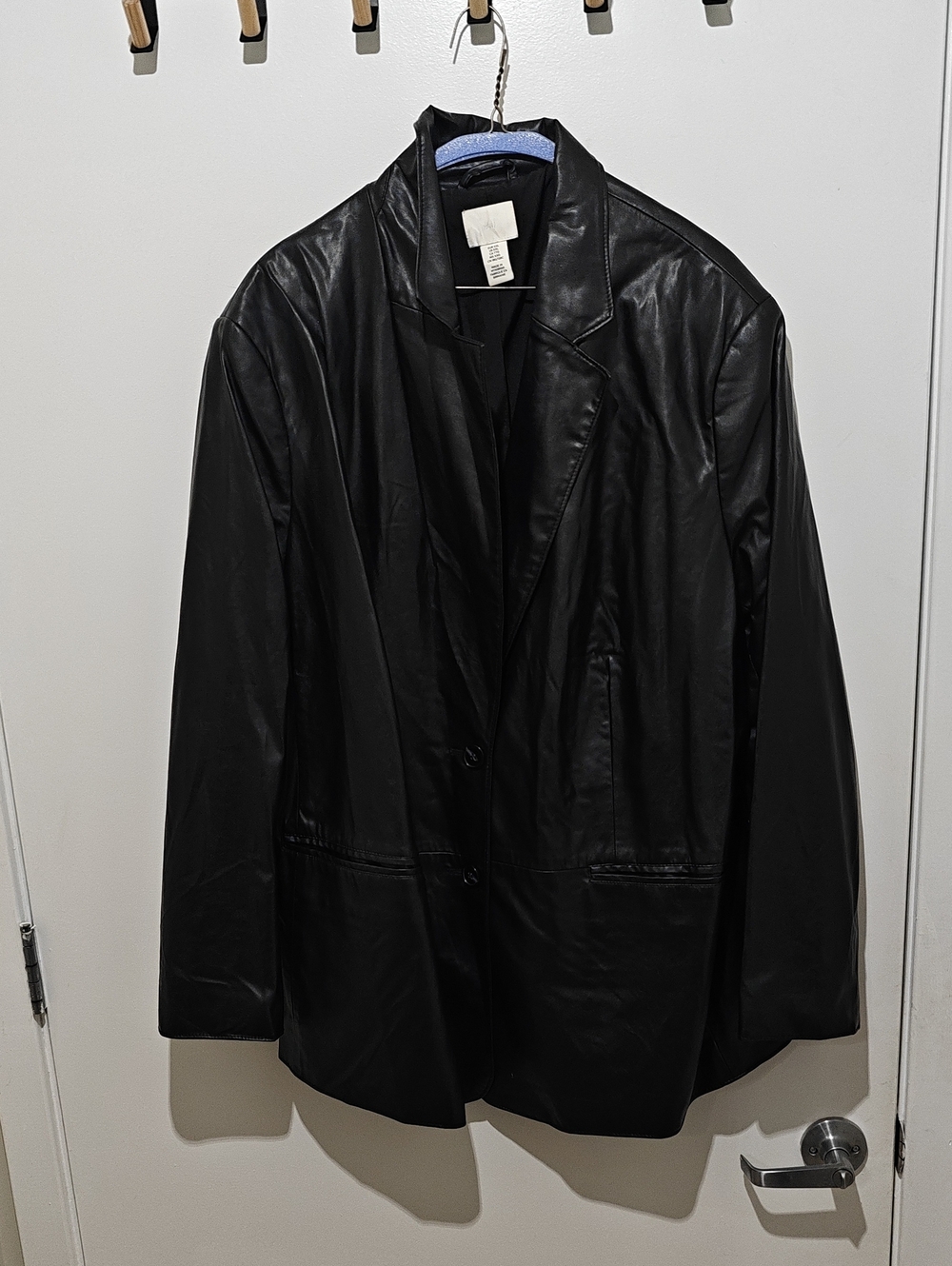 Faux Black Leather Female Blazer Jacket - H&M